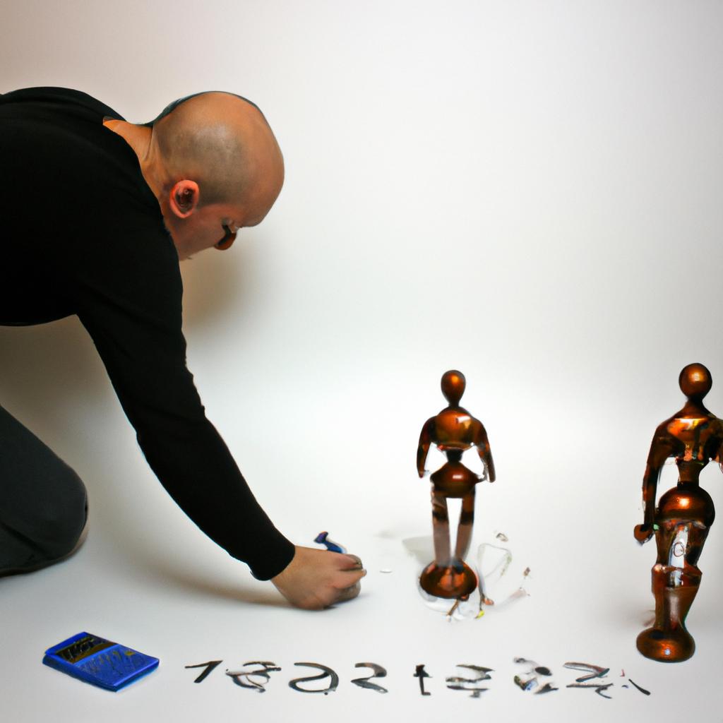 Man sculpting financial figures