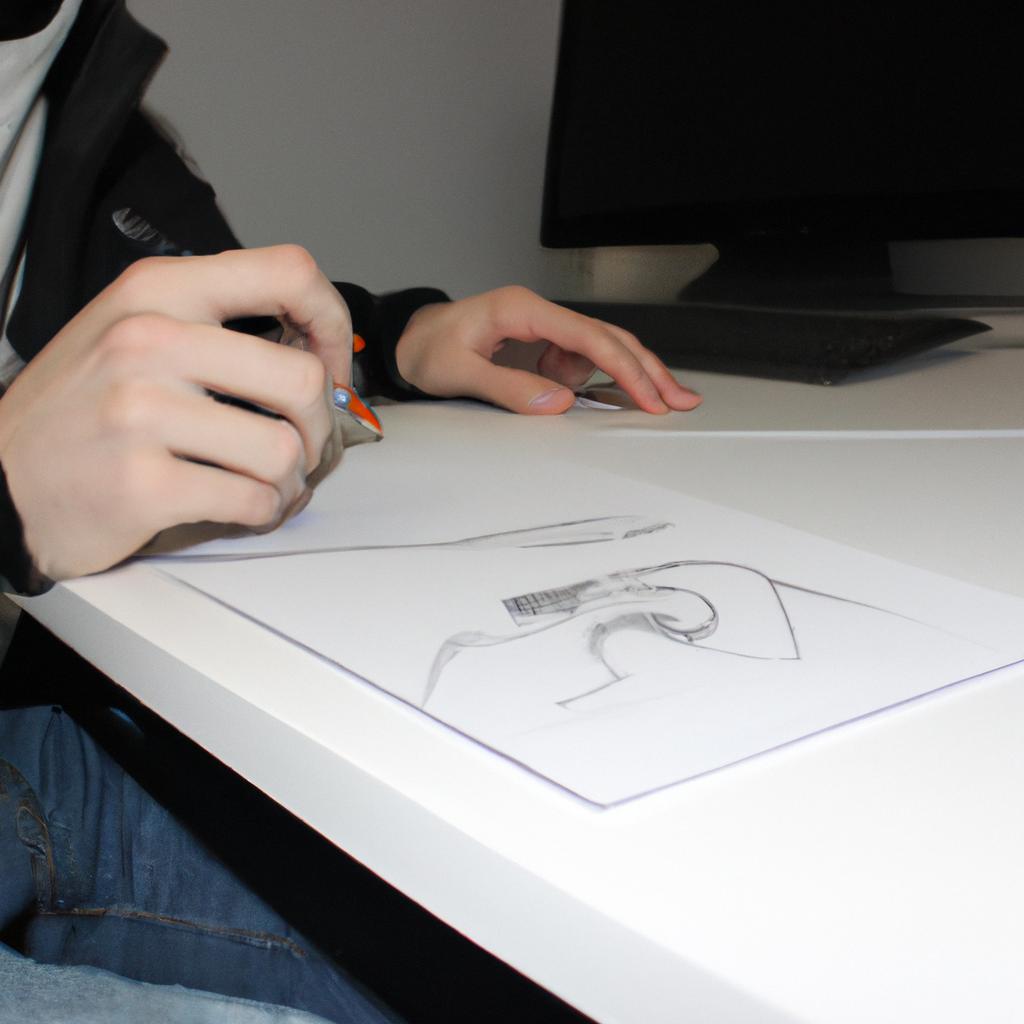 Man sketching character design