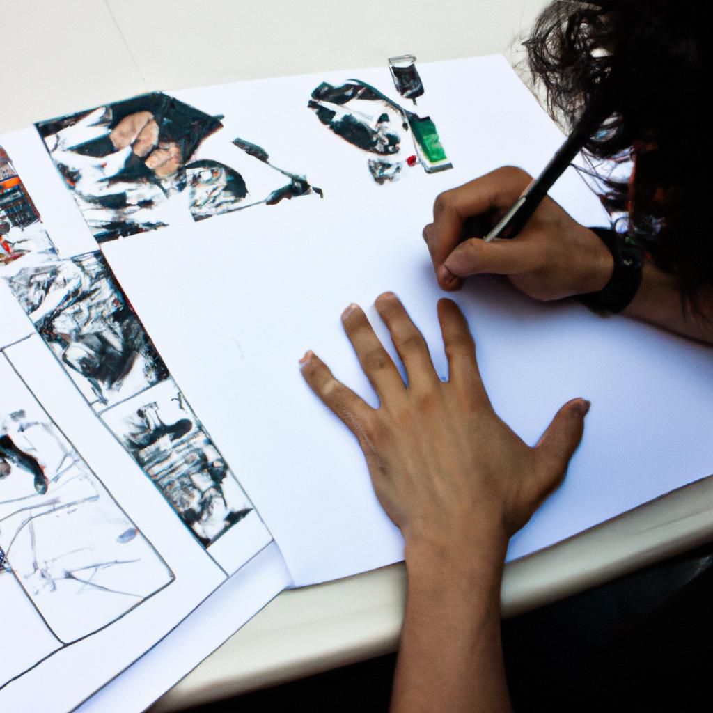 Man drawing comic book art