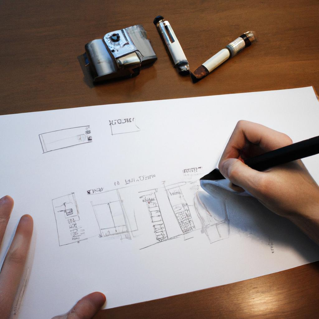 Person drawing storyboards with precision